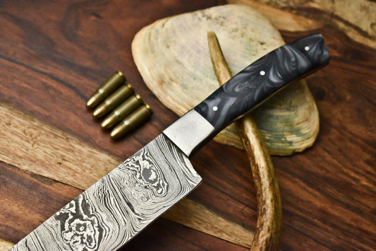 Hand Made Damascus Steel Blade Chef Knife | Hard Wood Handle