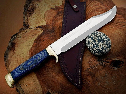 Handmade 18" D2 Steel Crocodile Dundee Bowie Knife – High Polish Survival Hunting Blade