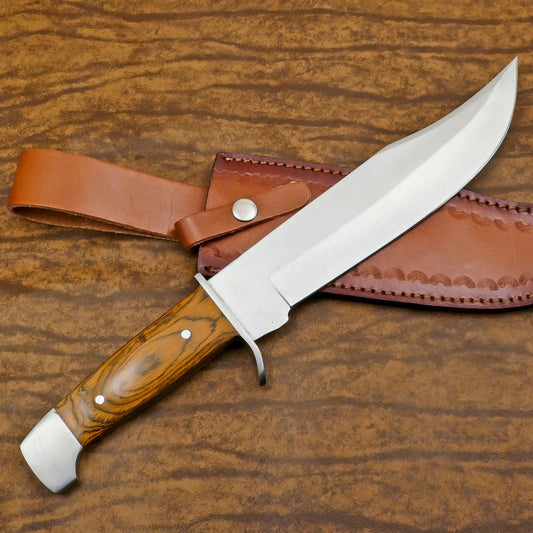 Handmade 13-Inch D2 Steel Full Tang Bowie Hunting Knife with Premium Pakka Wood Handle
