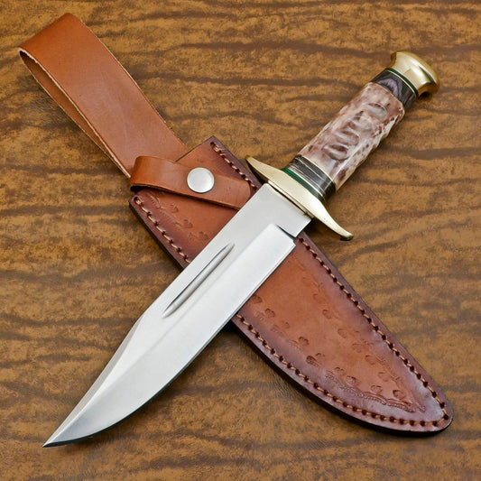 Custom Handmade 12 Inch D2 Steel Blade Hunting Bowie Camping Knife – Full Tang Survival Knife