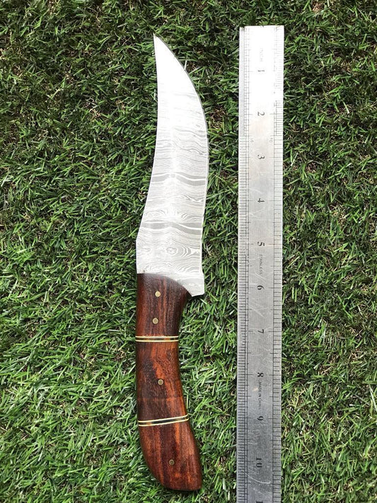 10.5" Custom Handmade Twist Damascus Steel Fixed Blade Hunting Bowie Knife