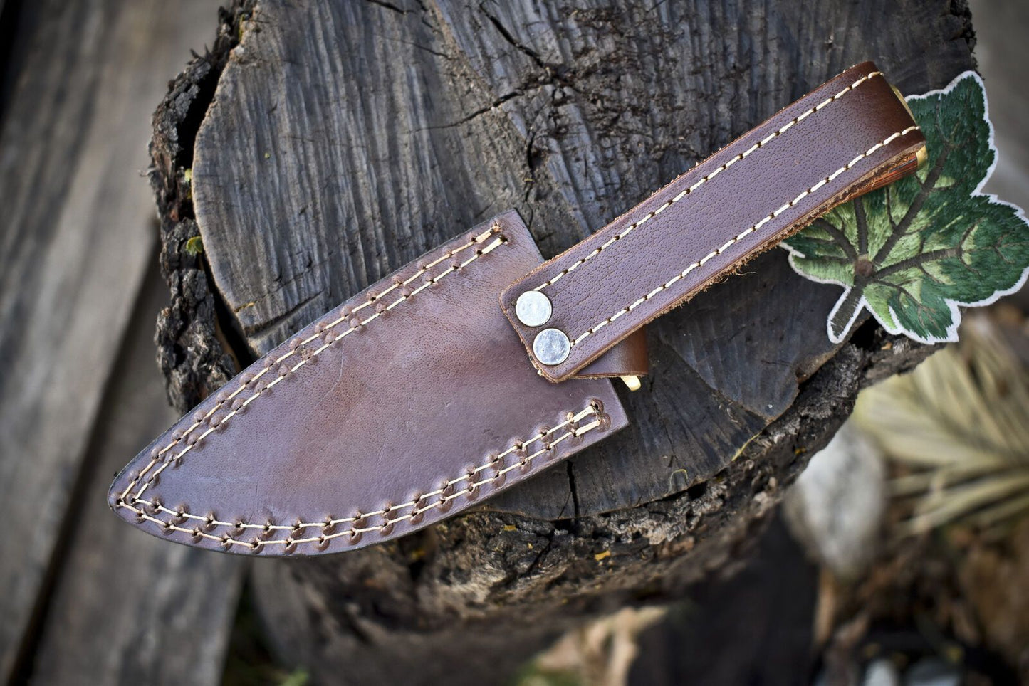 8 Inch Forged Damascus Skinner Knife with Gut Hook Twist Pattern and Hard Wood Handle for Hunting