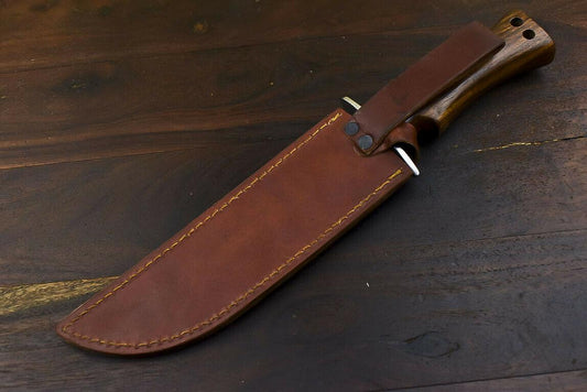 13" Custom Damascus Steel Bowie Knife with Walnut Wood Handle