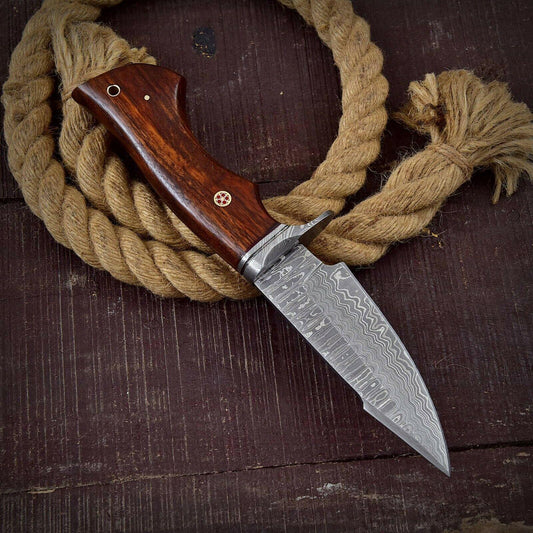 Handmade Damascus Hunting Bowie Knife | Exotic Wood Custom Handle | 512 Layer Steel