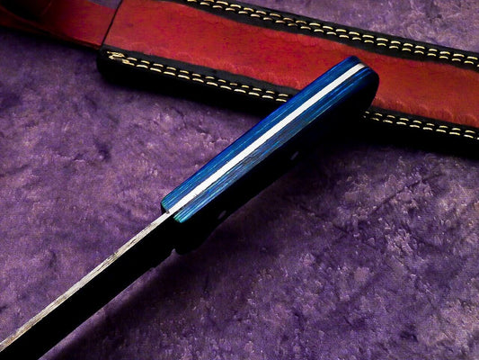 15" Professional Handmade Damascus Steel Chef Knife with Hardwood Handle & Leather Sheath