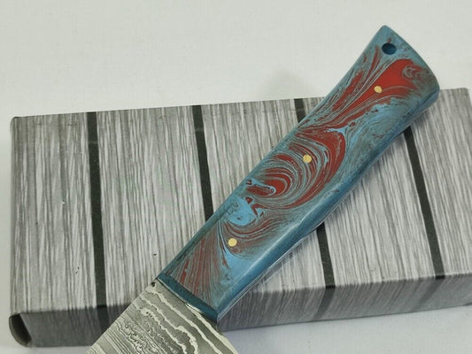 12" Handmade Fixed Damascus Blade Resin Kitchen Chef Knife Full Tang with Sheath