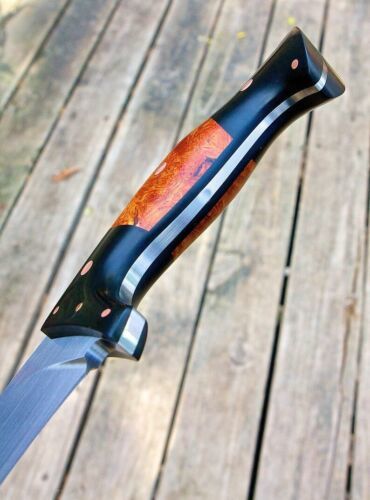 Handmade D2 Steel Bowie Knife | Full Tang Hunting Knife with Bone Handle & Leather Sheath