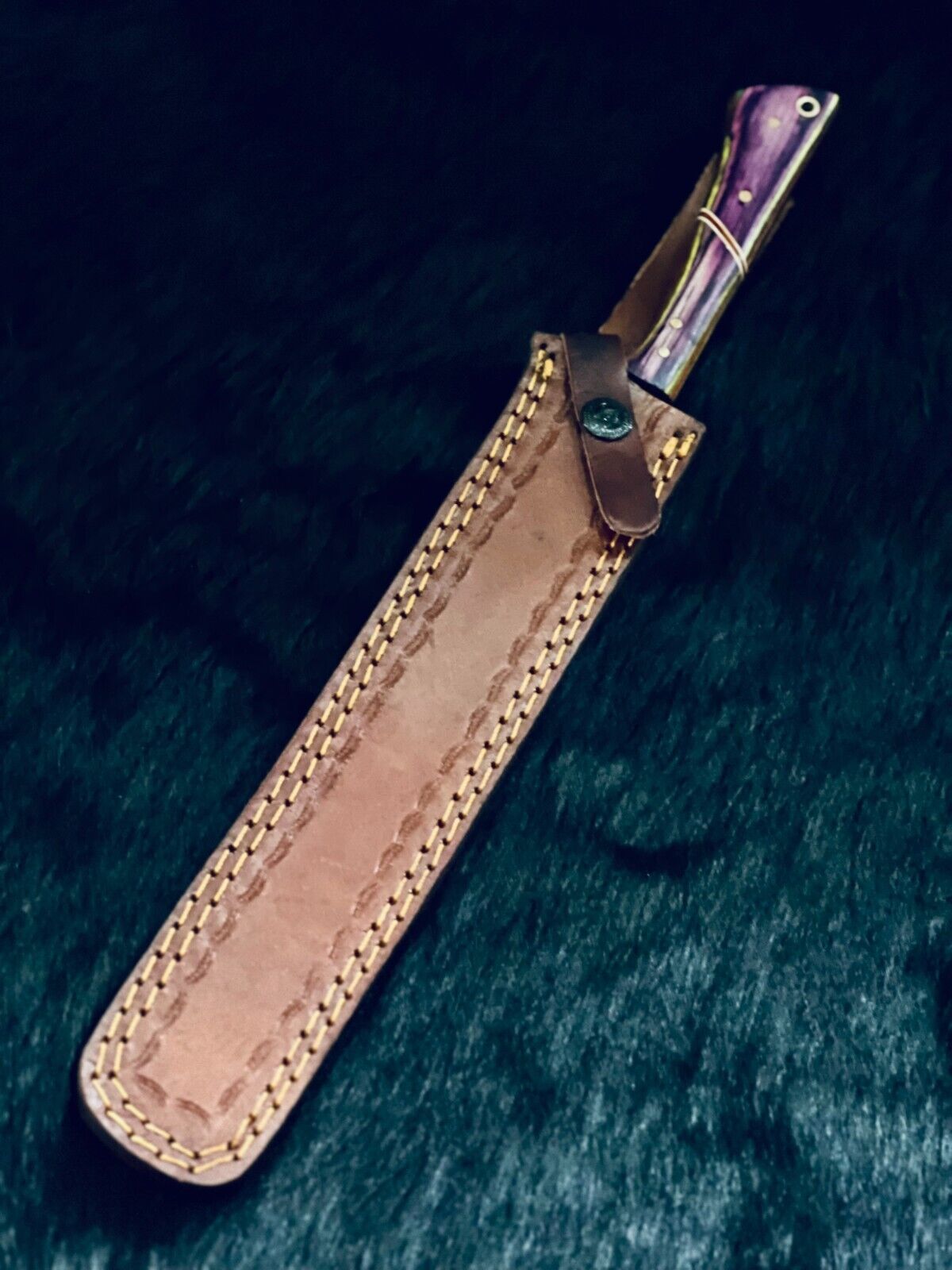 15" Twist Damascus Steel Bowie Knife – Camel Bone & Wood Handle