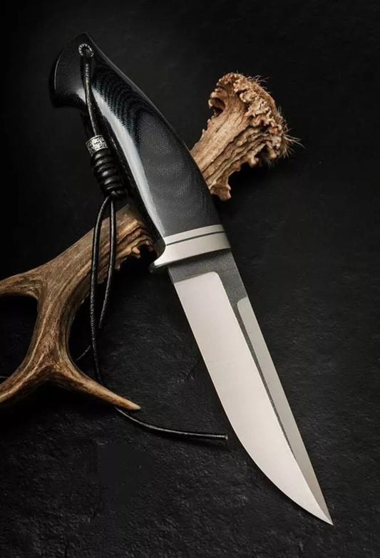Custom Handmade D2 Steel Hunting Knife with Steel Guard & Sheet Handle
