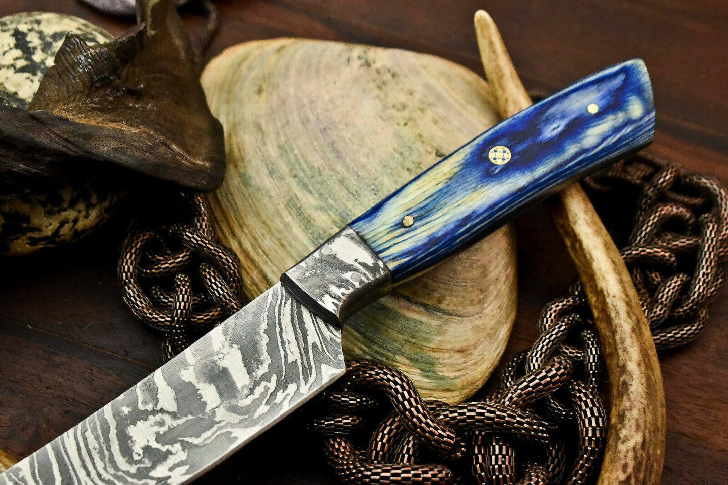 Handmade Damascus Steel Chef Kitchen Knife | 13" Full Tang with Hardwood Handle