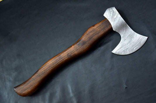 Custom Handmade Damascus Steel Tomahawk Axe with Walnut Handle Damascus Axe for Sale