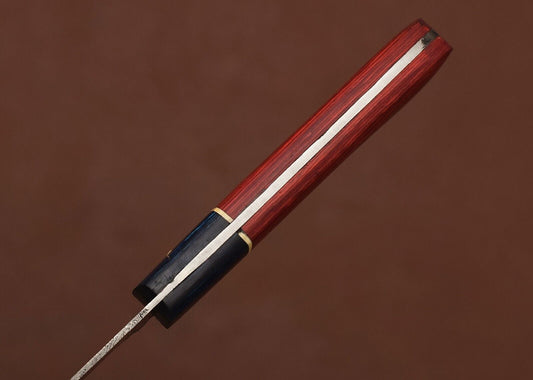 Hand Forged Damascus Steel Kitchen & Hunting Knife 8" Blade Pakka Wood Handle