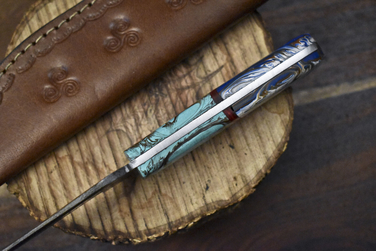 9.0" Twist Damascus Skinner Knife Micarta Handle EDC Hunting Collectible