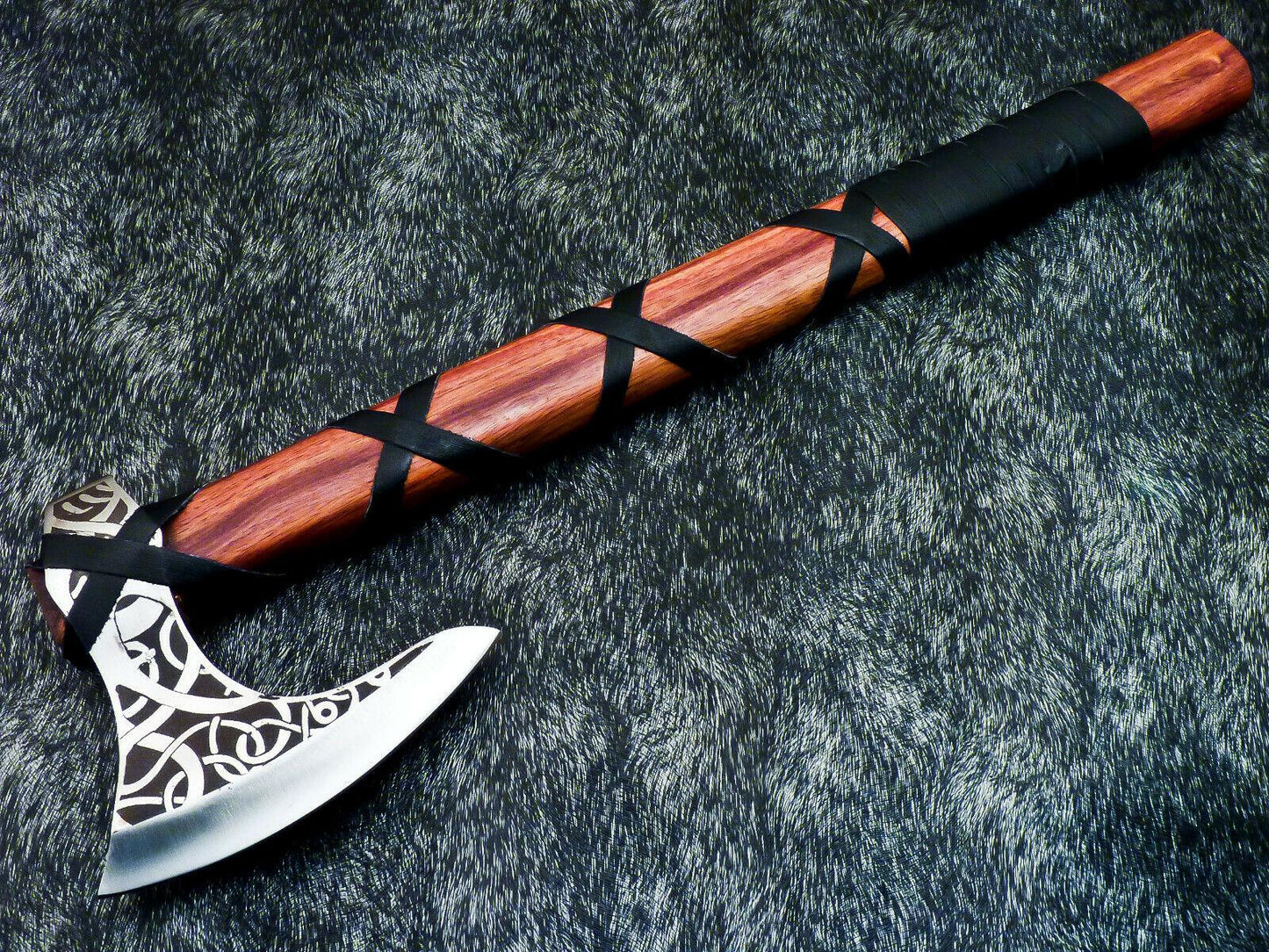 Custom Hand Forged Carbon Steel Viking Tomahawk – Unique Etched Axe with Leather Sheath
