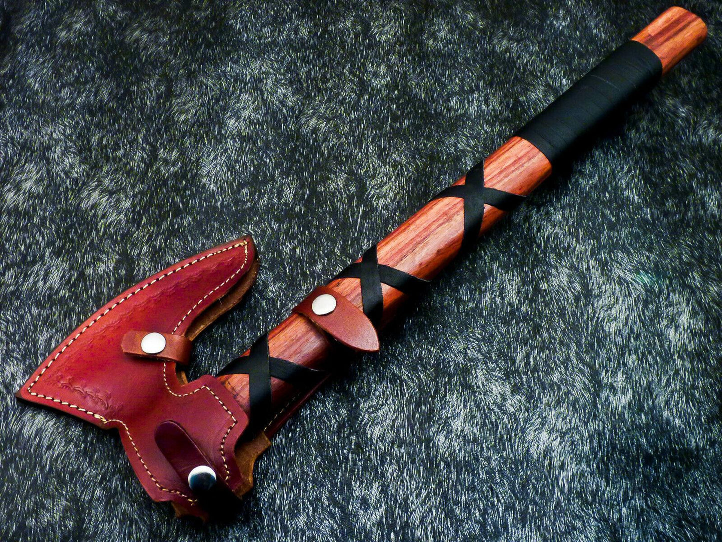 Custom Hand Forged Carbon Steel Viking Tomahawk – Unique Etched Axe with Leather Sheath