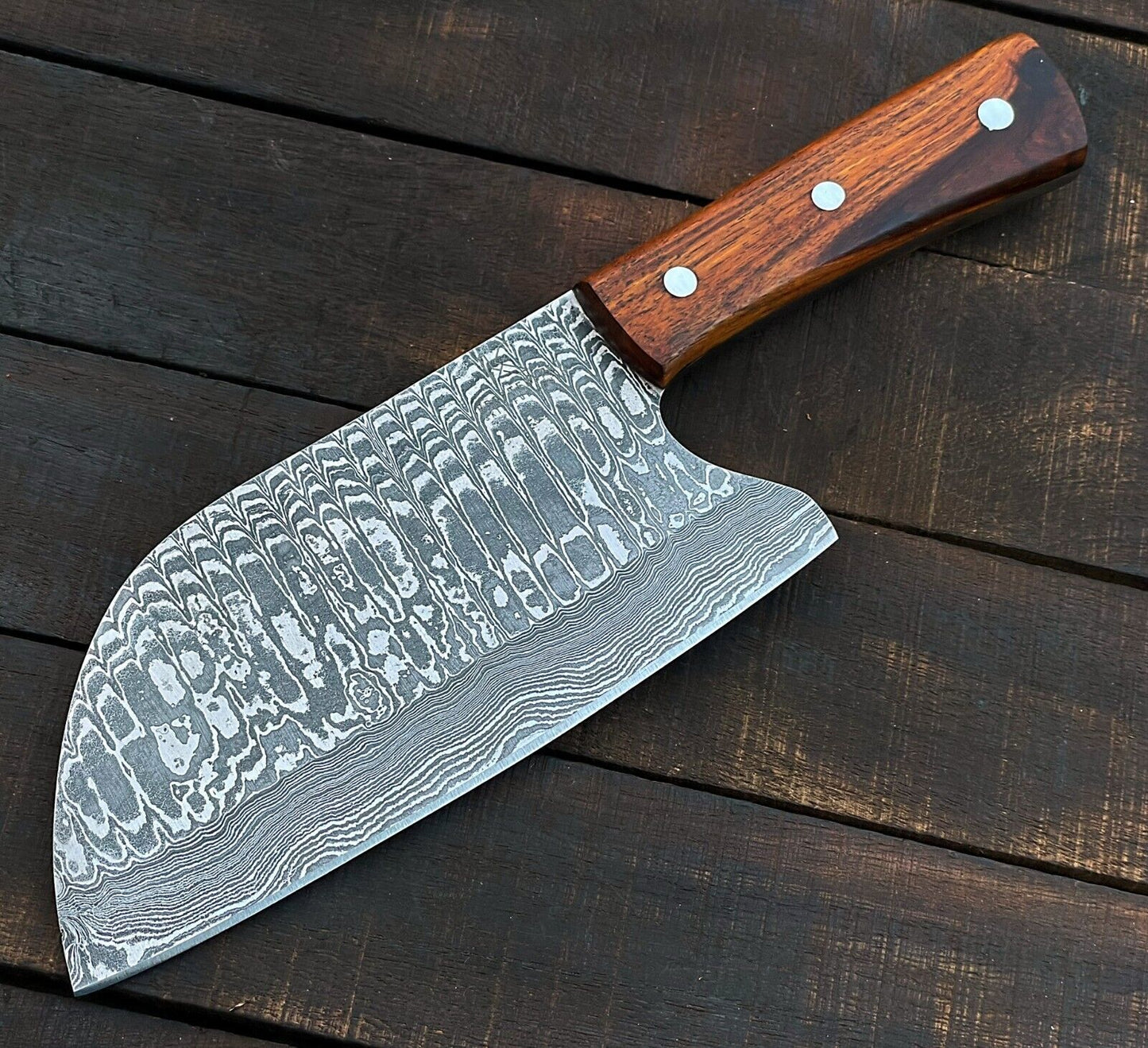 Custom Handmade Damascus Steel Meat Cleaver Chef Knife – Full Tang Kitchen Essential