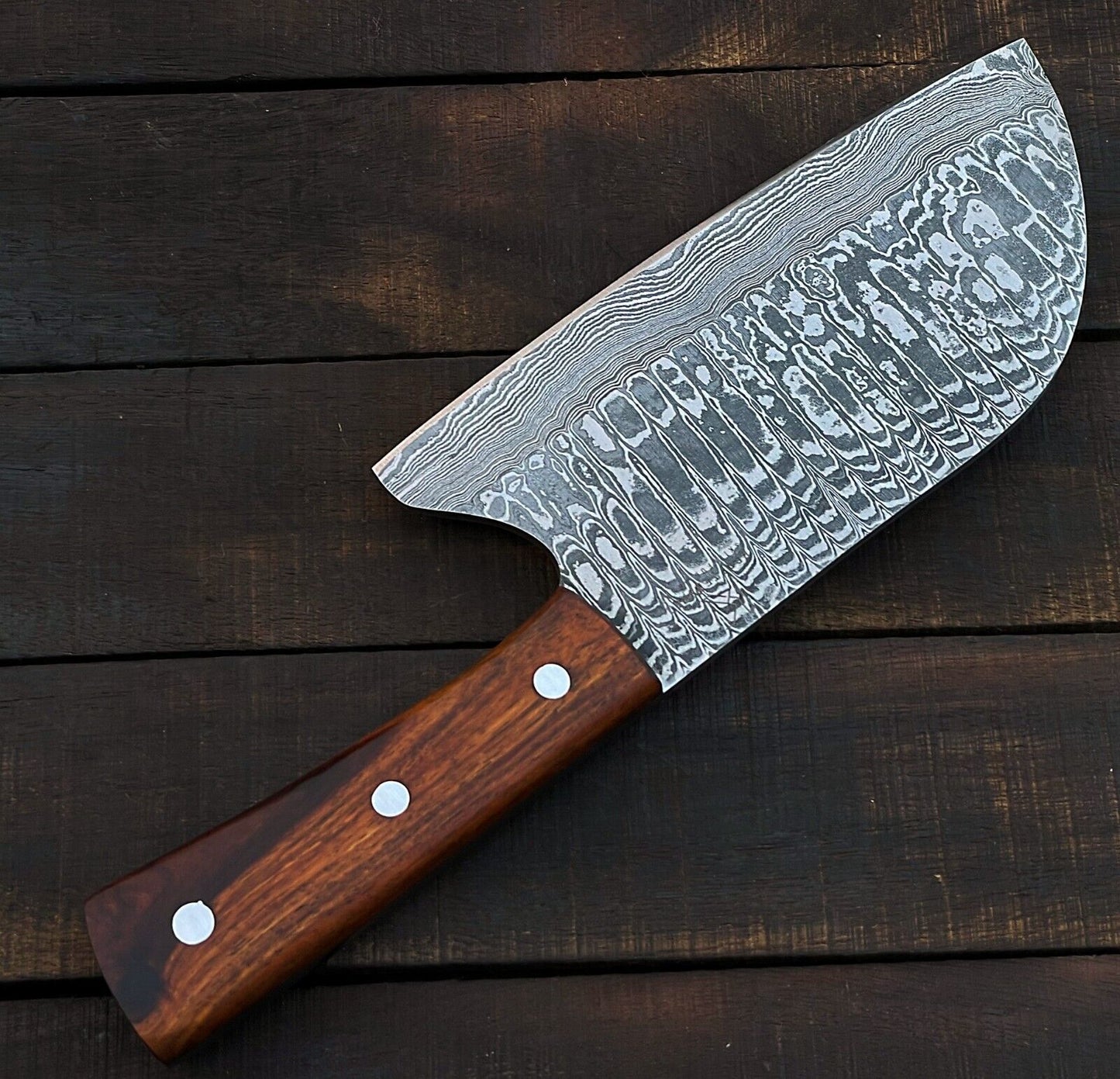 Custom Handmade Damascus Steel Meat Cleaver Chef Knife – Full Tang Kitchen Essential