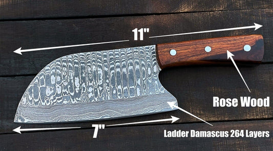 Custom Handmade Damascus Steel Meat Cleaver Chef Knife – Full Tang Kitchen Essential