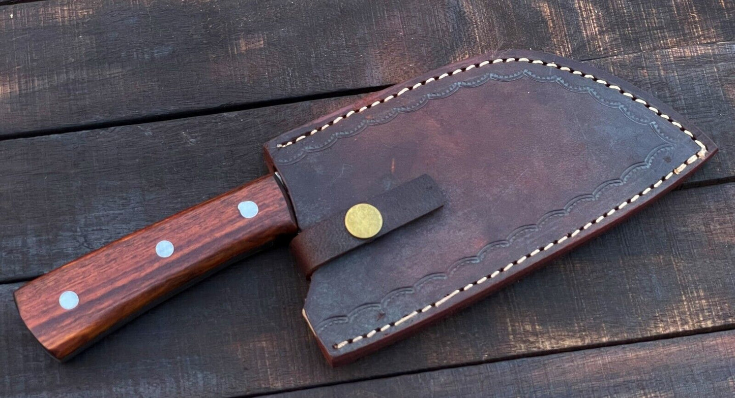 Custom Handmade Damascus Steel Meat Cleaver Chef Knife – Full Tang Kitchen Essential