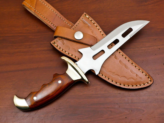 Handmade D2 Steel Bowie Knife with Pakka Wood Handle – 12-Inch Hunting & Camping Blade