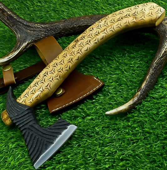 Handmade Viking Tomahawk Axe Hatchet Bearded Axe with Olive Wood Handle – Carbon Steel