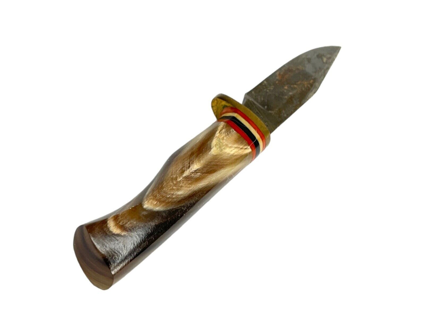 Heritage Forge Mini Damascus Steel Bowie Knife with Wood Handle – Rare Fixed Blade Design