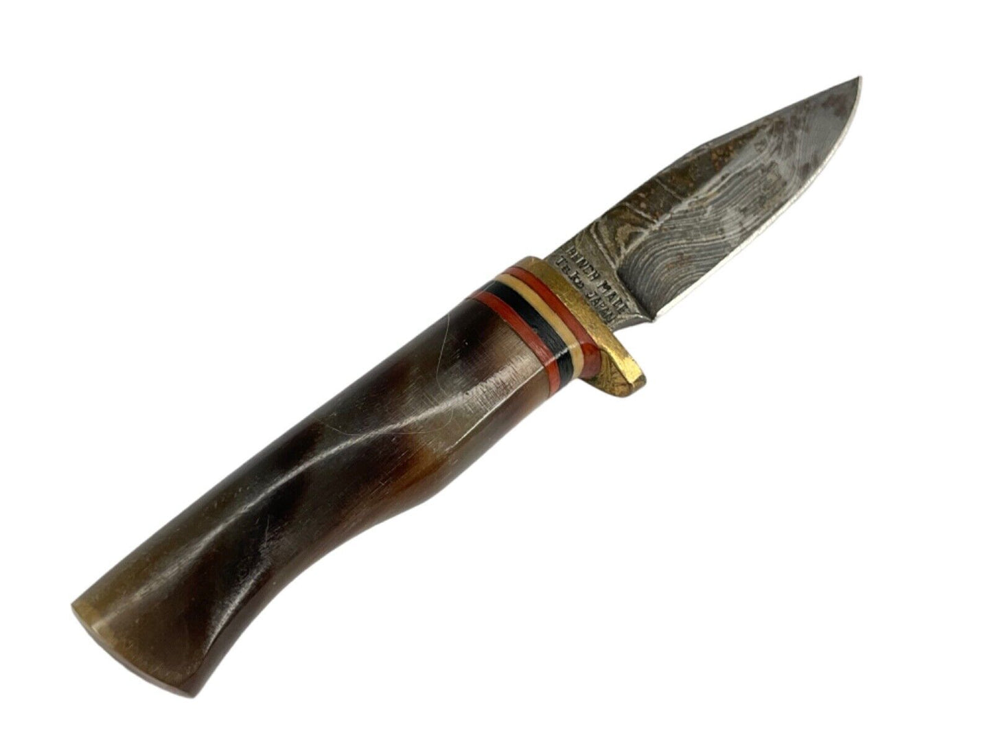 Heritage Forge Mini Damascus Steel Bowie Knife with Wood Handle – Rare Fixed Blade Design