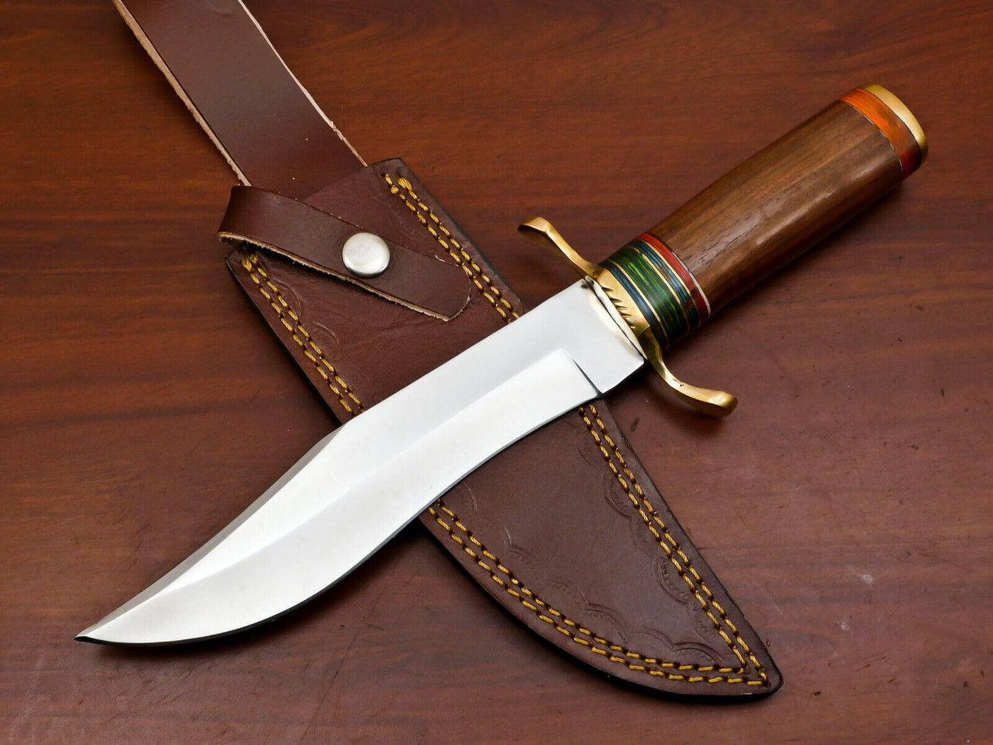 Handmade D2 Clip Point Bowie Hunting Knife | 12-Inch Fixed Blade Full Tang Knife