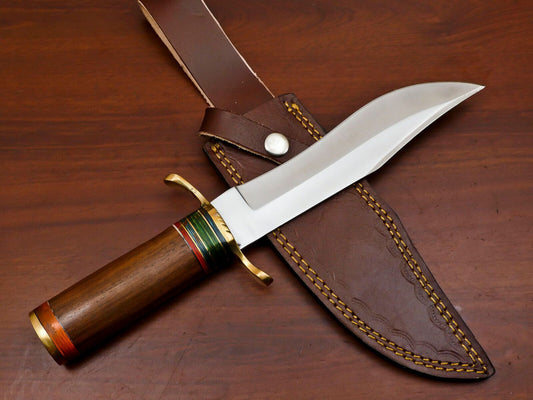 Handmade D2 Clip Point Bowie Hunting Knife | 12-Inch Fixed Blade Full Tang Knife