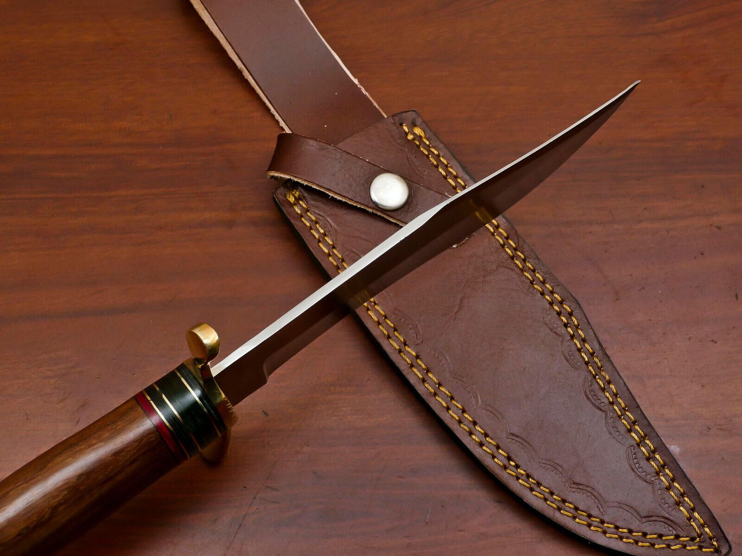 Handmade D2 Clip Point Bowie Hunting Knife | 12-Inch Fixed Blade Full Tang Knife