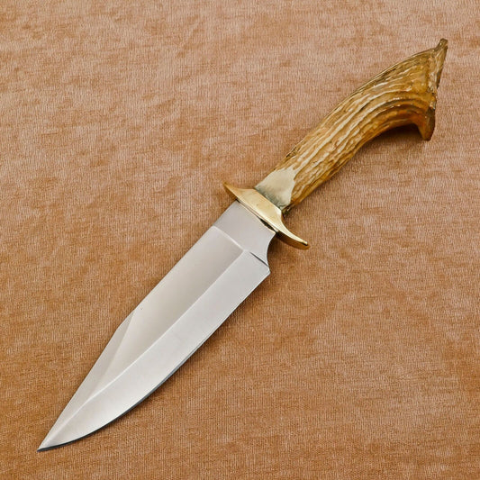 Huge Handmade 12-Inch D2 Steel Drop Point Fixed Blade Bowie Hunting Knife with Sheath