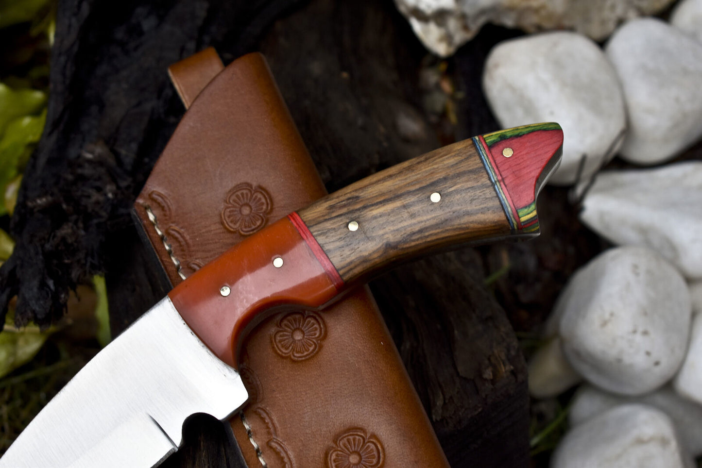 Hand Forged Skinner Knife – Stainless Steel Blade with Hard Wood Handle