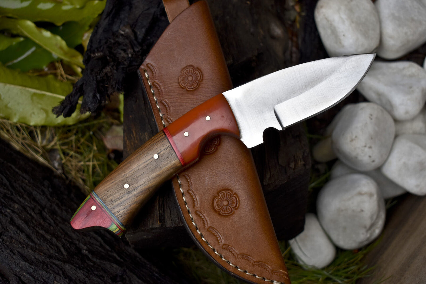 Hand Forged Skinner Knife – Stainless Steel Blade with Hard Wood Handle