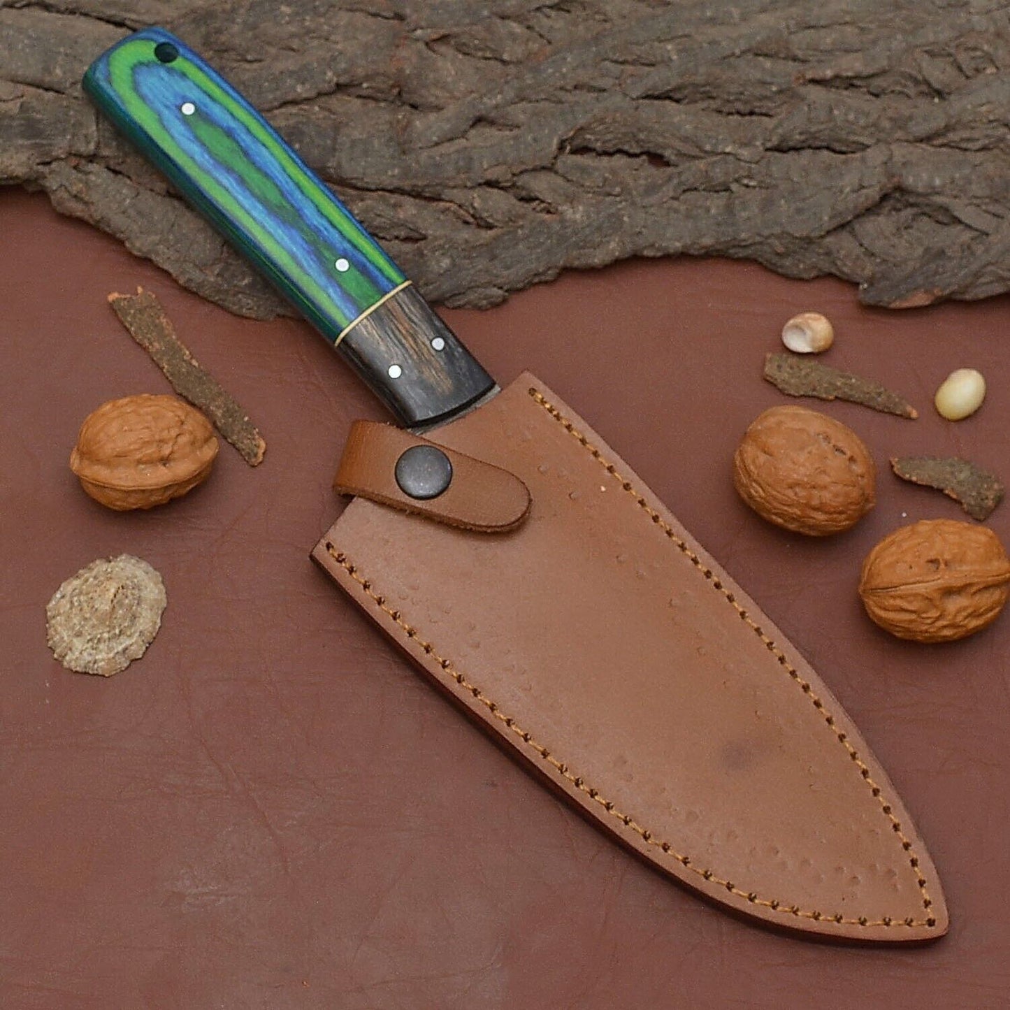 Damascus Steel Chef Fillet Knife With Pakka Wood Handle