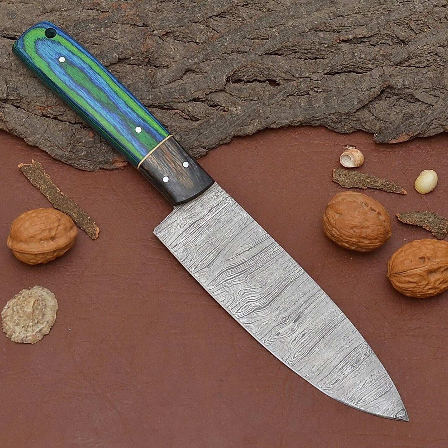 Damascus Steel Chef Fillet Knife With Pakka Wood Handle