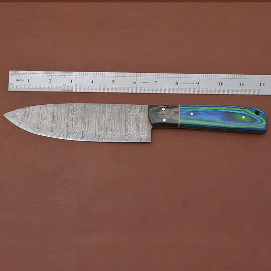 Damascus Steel Chef Fillet Knife With Pakka Wood Handle