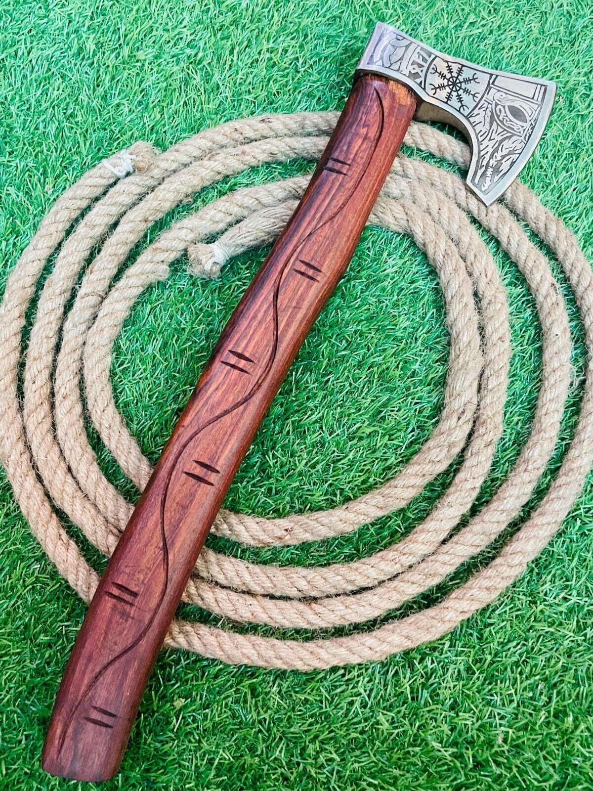 Hand Forged Carbon Steel Viking Tomahawk Axe 21 Inch Wooden Handle