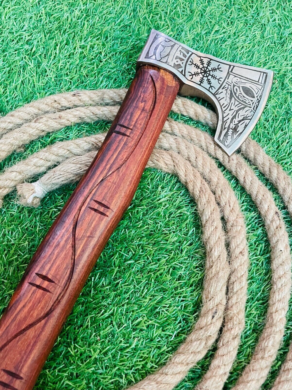 Hand Forged Carbon Steel Viking Tomahawk Axe 21 Inch Wooden Handle