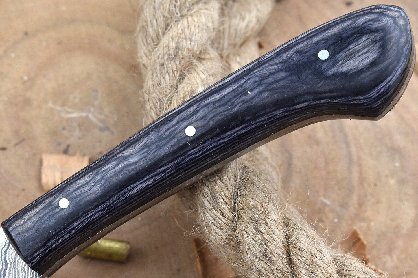 Custom Handmade Damascus Steel Chef Knife – 9" Kitchen Knife with 4.5" Blade & Black Dollar Sheet Handle