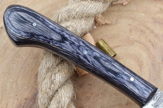 Custom Handmade Damascus Steel Chef Knife – 9" Kitchen Knife with 4.5" Blade & Black Dollar Sheet Handle