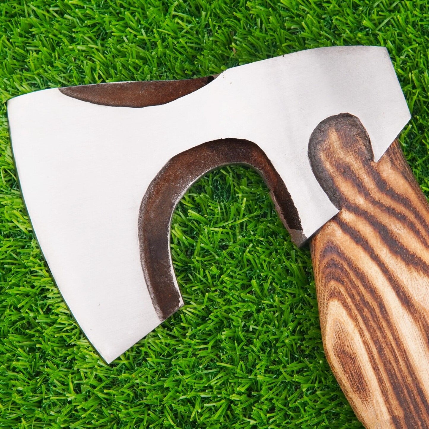 Hand Forged Carbon Steel Viking Axe Nordic Bearded Battle Axe with Rosewood Handle and Leather Sheath