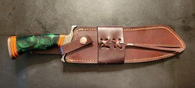 Custom Handmade 14.5" D2 Steel Bowie Knife with Resin Handle & Leather Sheath