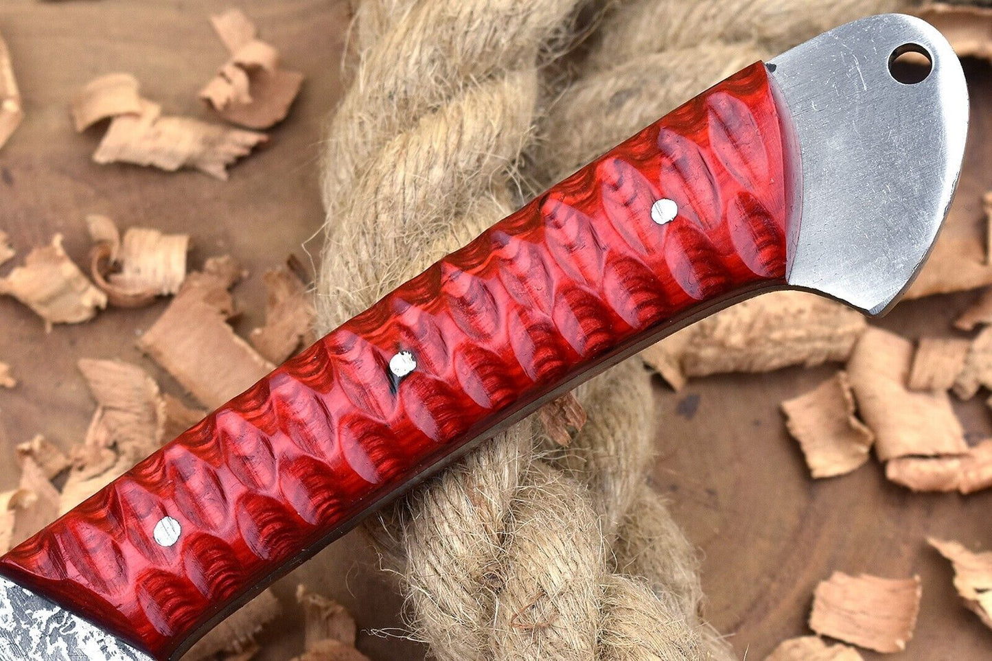 Custom Handmade Forged Damascus Steel Kitchen Chef Knife – Red Dollar Sheet Handle