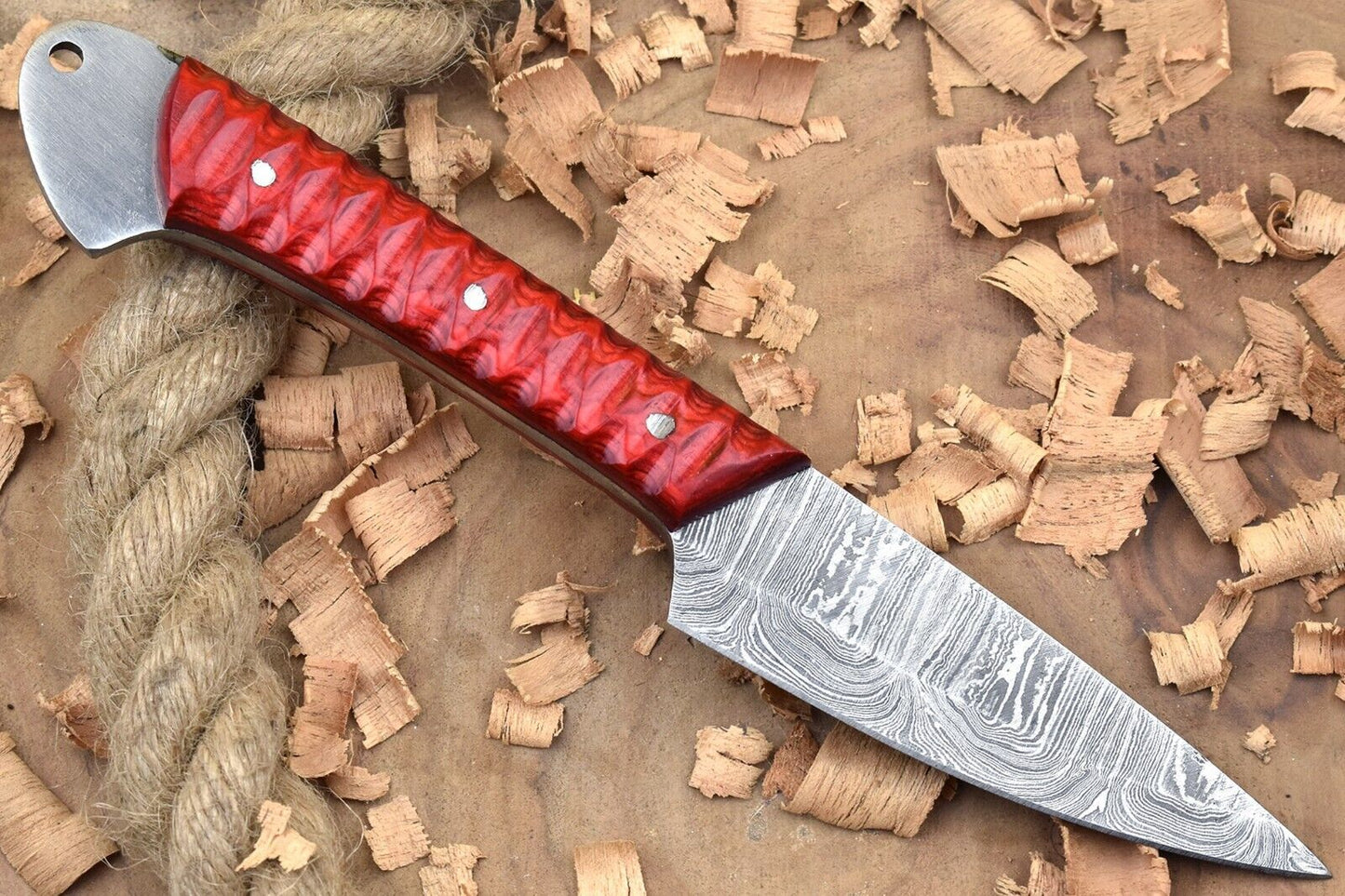 Custom Handmade Forged Damascus Steel Kitchen Chef Knife – Red Dollar Sheet Handle