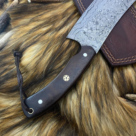 HAND MADE DAMASCUS STEEL CLEAVER CHEF KNIFE WITH WOOD HANDLE