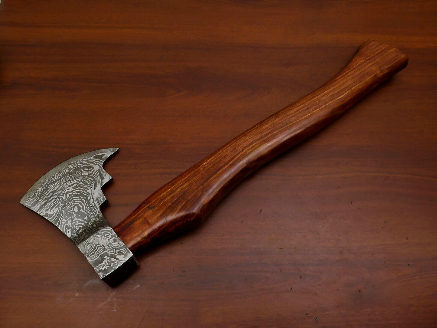 Handmade Damascus Steel Tomahawk Axe Hatchet with Walnut Wood Handle and Leather Sheath