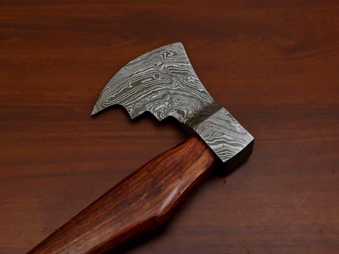 Handmade Damascus Steel Tomahawk Axe Hatchet with Walnut Wood Handle and Leather Sheath