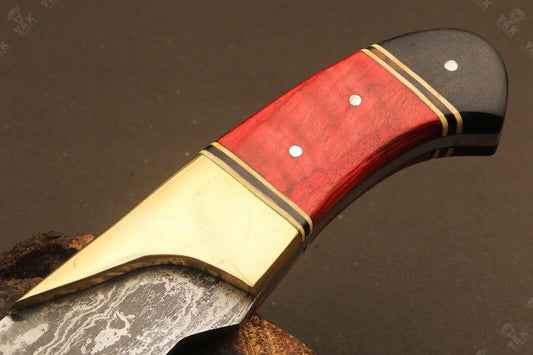 10" Hand Forged Twist Damascus Steel Bowie Bowie Knife | Wood Handle