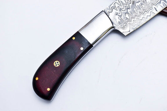 CUSTOM HANDMADE DAMASCUS HUNTING CHEF KNIFE MICARTA HANDLE