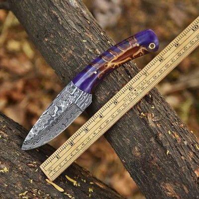 Handmade Damascus Steel Fixed Blade Hunting Knife – Tactical Skinner Knife with PineCone Handle & Rain Pattern Blade